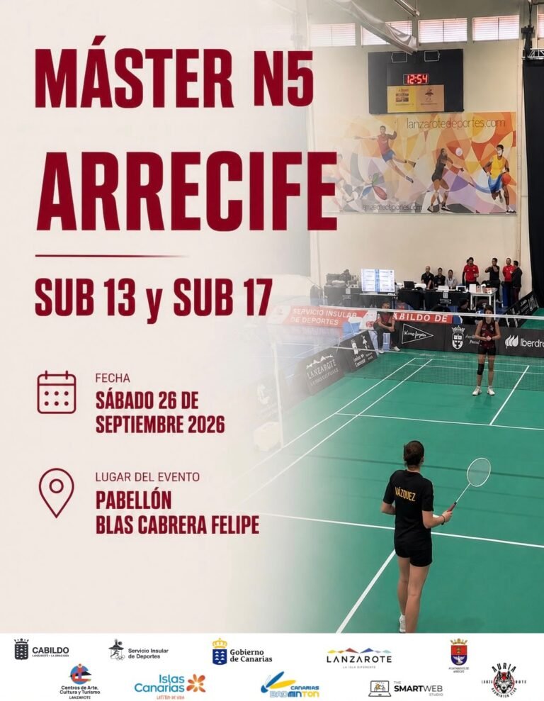 El Auria Bádminton Club organiza este sábado el Máster N5 Arrecife